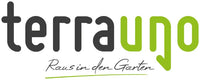 Logo mit dem Wort TerraUno Hazy Mornin fetten, abgerundeten Kleinbuchstaben, mit terra in Schwarz und uno in Grün. Darunter steht handschriftlich in schwarzer Schrift 
